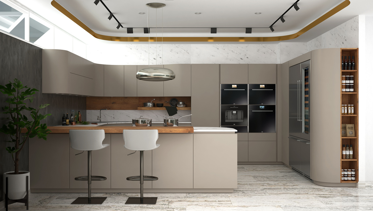 Diseño de gabinete de cocina beige