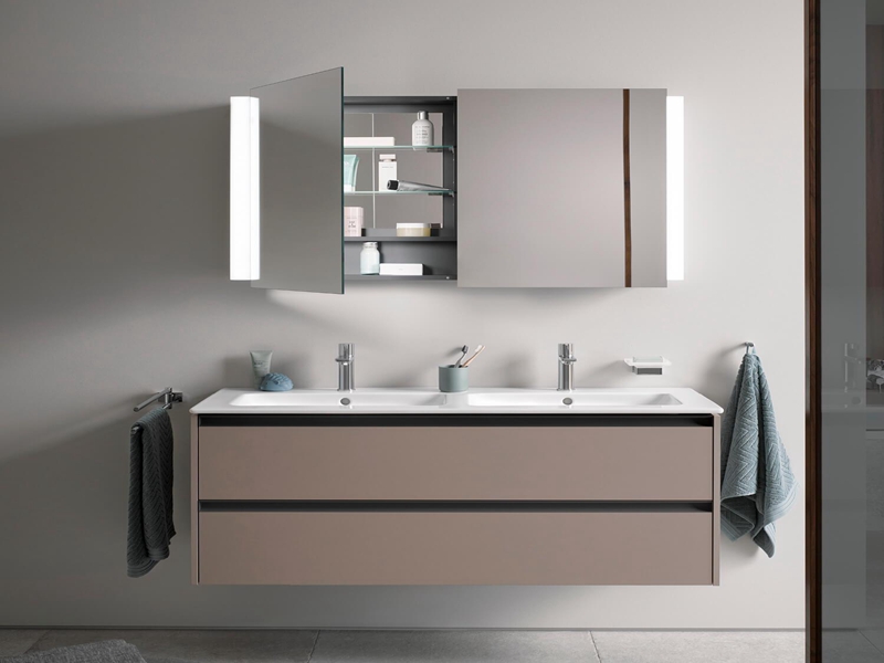 Tocador de baño de madera maciza lacado mate personalizado de gama alta con diseños de gabinetes con espejo