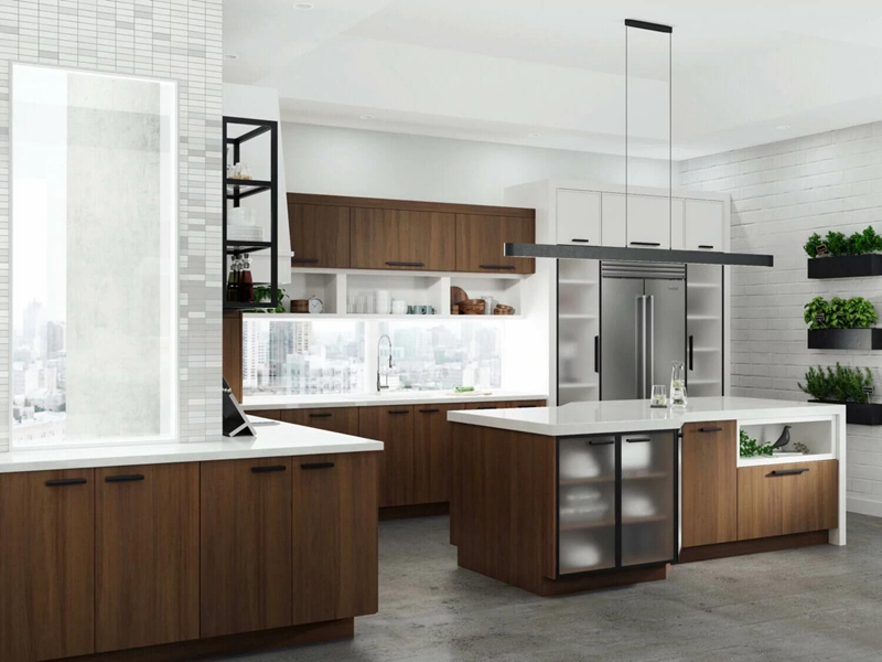 Gabinetes de cocina de estilo moderno con paneles de puerta de vidrio Gabinetes de cocina con descuento