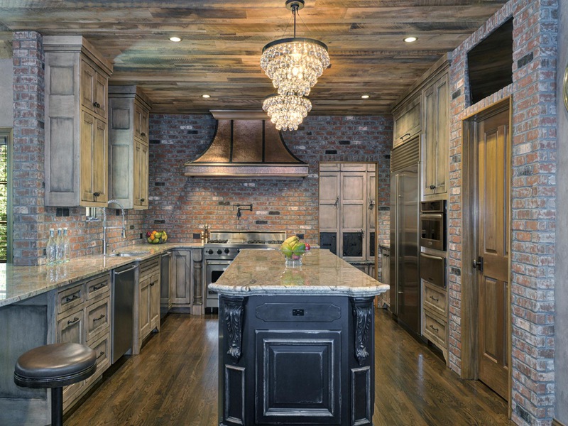 Gabinetes de cocina del panel de madera sólida del estilo rústico con la decoración hermosa