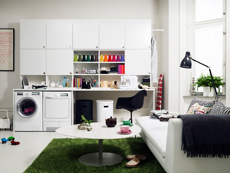 Armario de lavandería moderno y blanco de nuevo diseño con espacio de juego para oficina