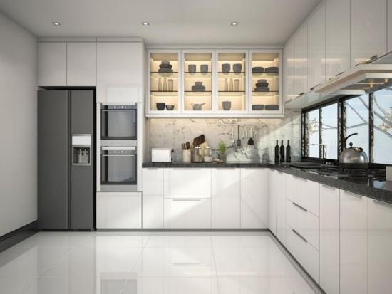 Kitchen Cabinets With Dark Quartz Stone Countertops