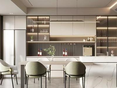 Custom Modular Modern White Kitchen Cabinets with Islands