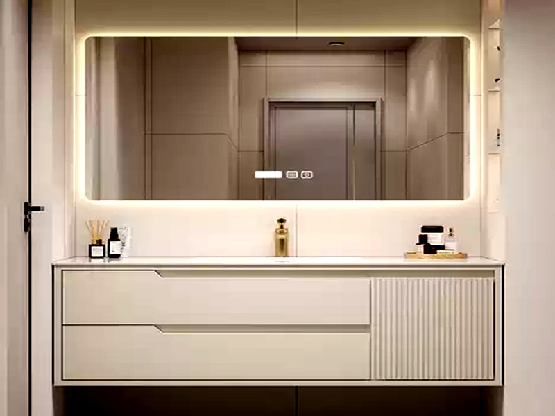 Mueble de tocador de baño montado en la pared moderno de lujo con luz LED