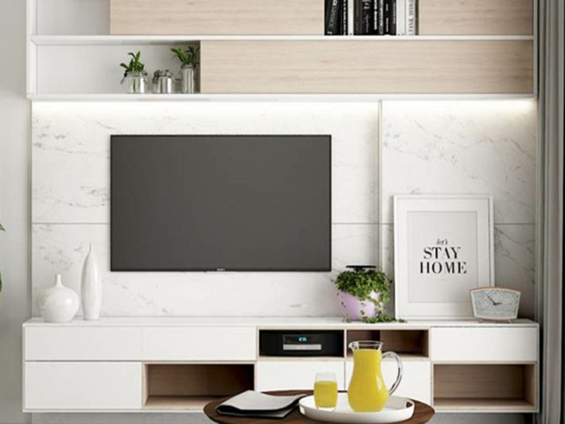 Mueble de TV montado en la pared de la sala de estar de la unidad del soporte del diseño de madera moderno